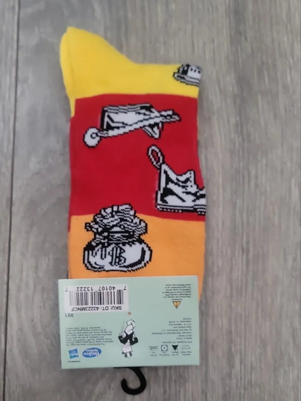 Monopoly Pieces Green, Yellow & Blue Causal Crew Socks